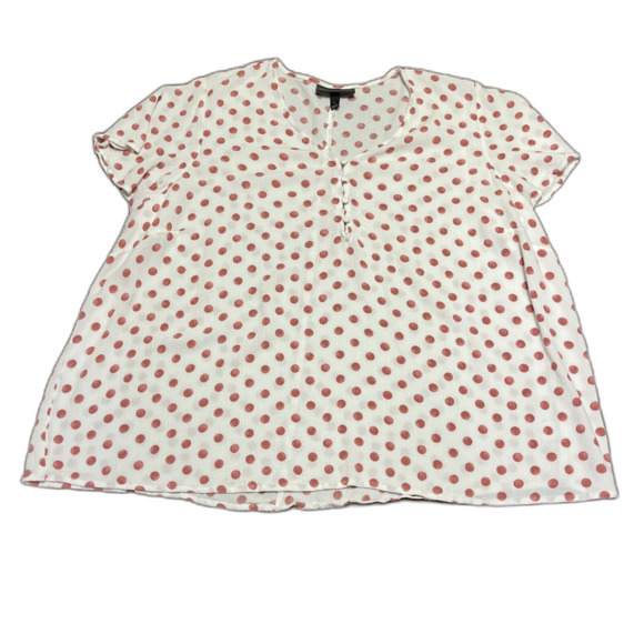 Lane Bryant Women’s V-Neck White & Orange Polka Dot Blouse Size 24 - Picture 1 of 10